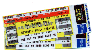 Tickets from October 2000 show in Kansas City